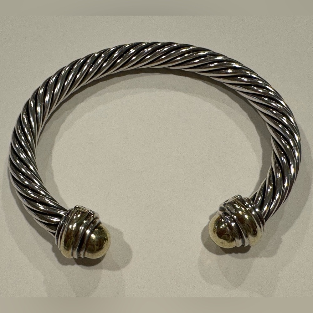 David Yurman Silver and Gold Dome Cuff 7mm bracelet